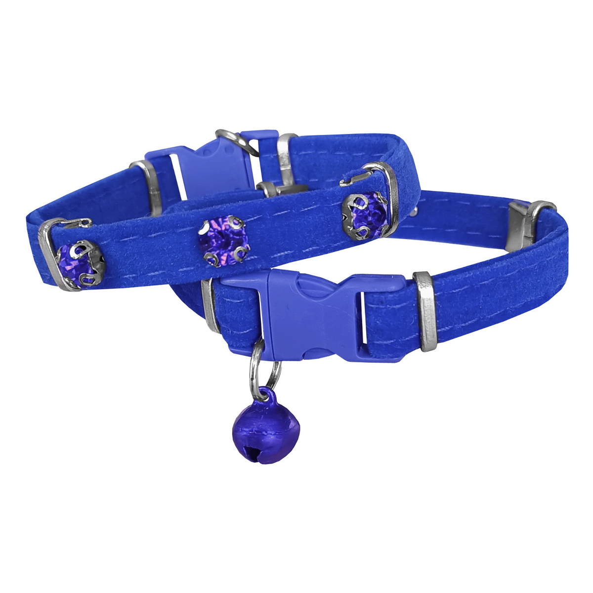 Markapet Kadife Kedi Boyun Tasması Taşlı 20-32 cm Mavi - SF-KDFTSL-MV
