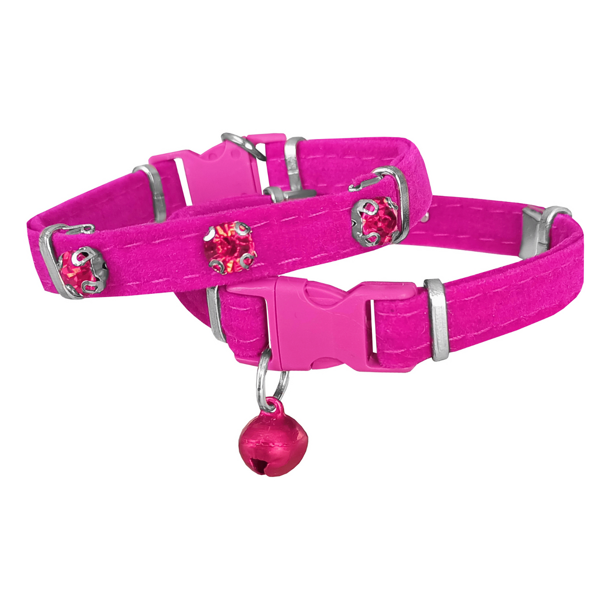 Markapet Kadife Kedi Boyun Tasması Taşlı 20-32 cm Pembe - SF-KDFTSL-PMB