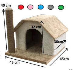 Karamel Pet Tırmalamalı Kedi Klubesi 33 x 40 x 45 cm Gri-Beyaz - KP-KLBGR