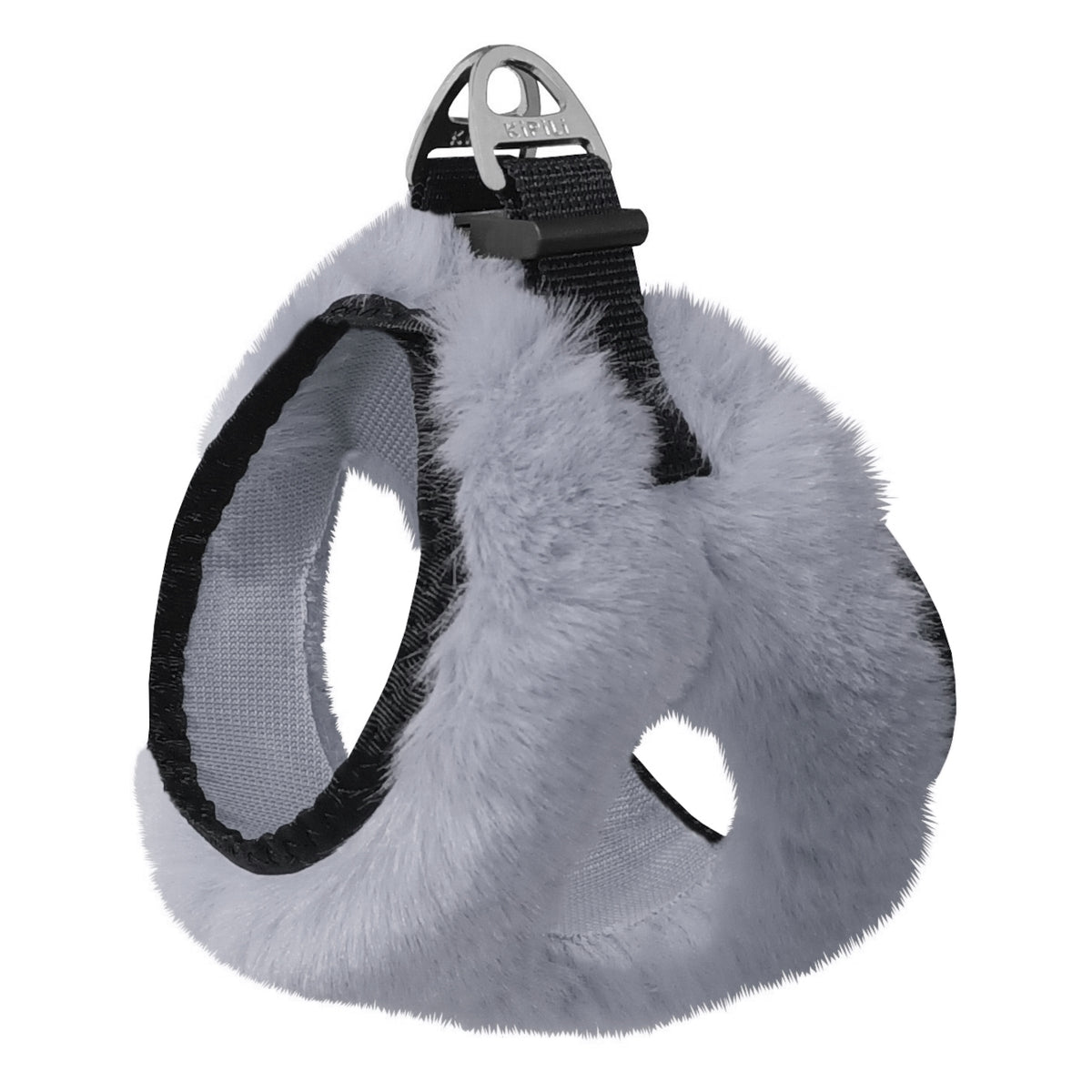 Üç Kilitli Peluş Kedi Köpek Göğüs Tasması 28-34 cm X-Small Gri - SF-PLS-XSGR