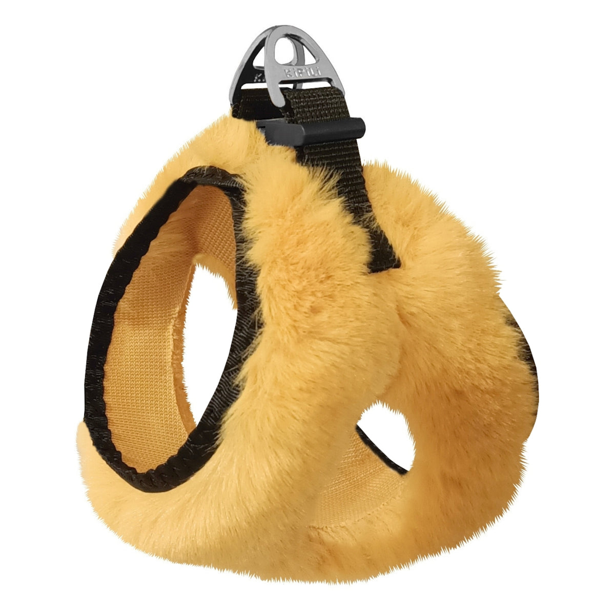 Üç Kilitli Peluş Kedi Köpek Göğüs Tasması 32-40 cm Medium Sarı - SF-PLS-MSR