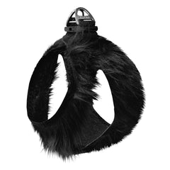 Üç Kilitli Peluş Kedi Köpek Göğüs Tasması 32-40 cm Medium Siyah - SF-PLS-MSYH
