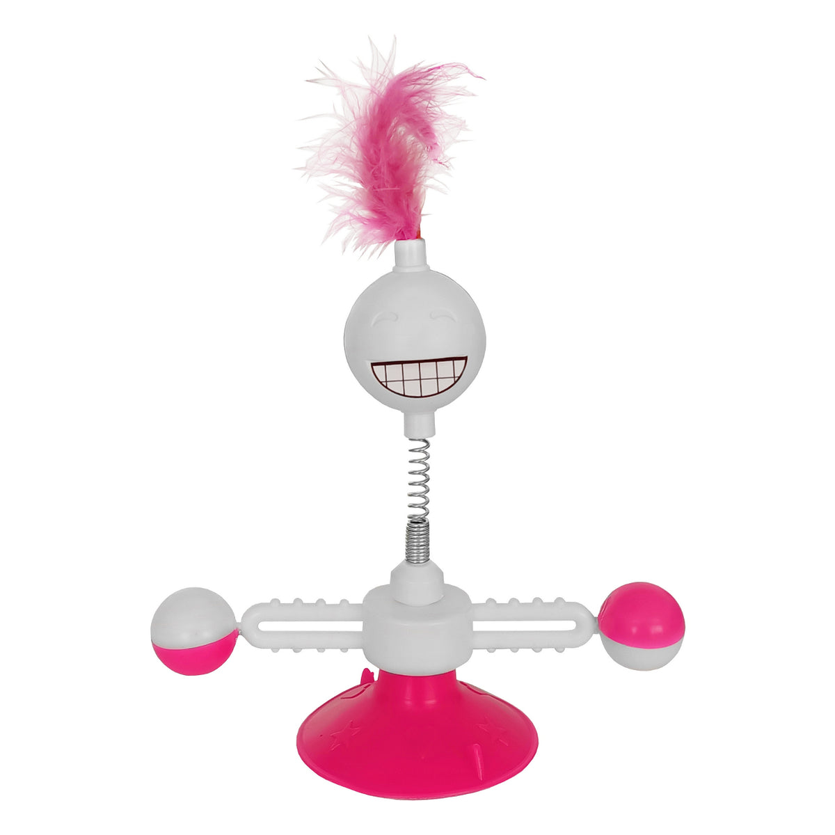Markapet Vantuzlu Komik Dönen Kedi Oyuncağı 17 cm*18-30 cm Pembe - SF-VNTZLKMK-PMB