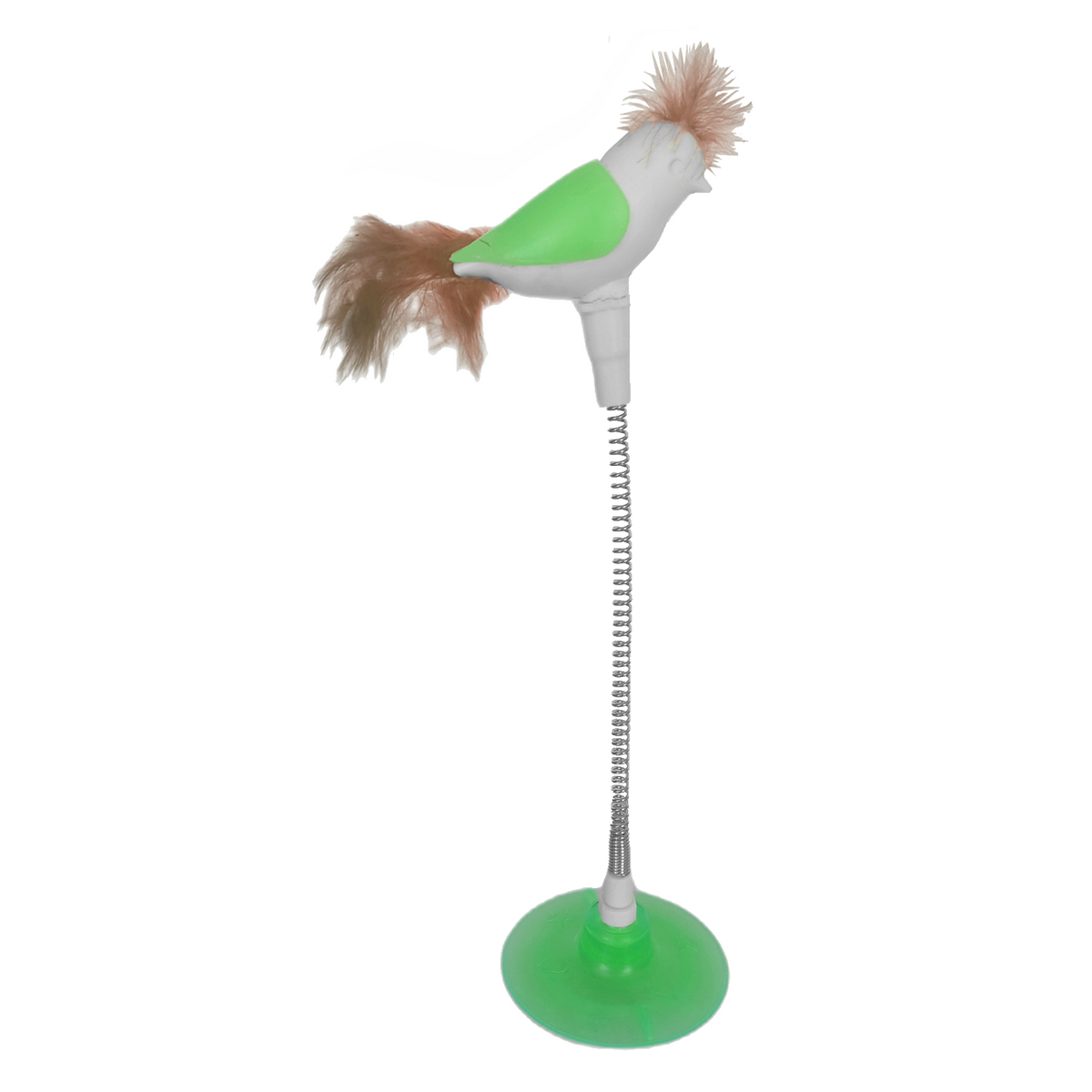 Markapet Vantuzlu Yaylı Kuşlu  Kedi Oyuncağı 30 cm Yeşil - SF-YYLKSLOYNCK-YSL