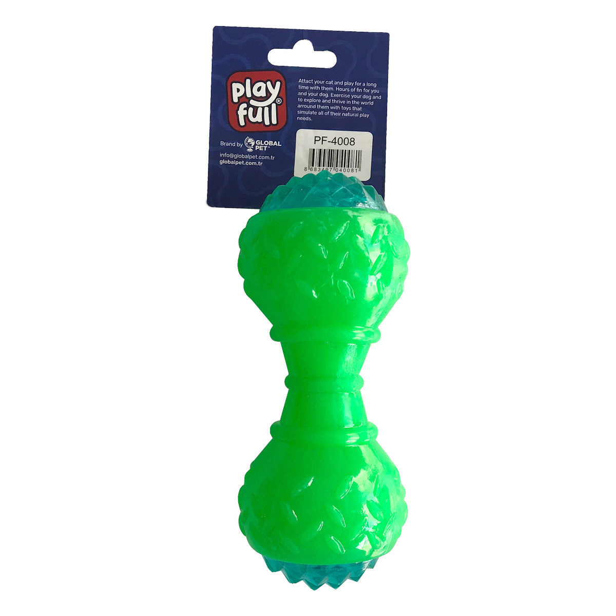 Playfull Aktivite Sesli ve Işıklı Köpek Oyuncak Dumbel 5x15 cm Yeşil - PF-4008-YSL