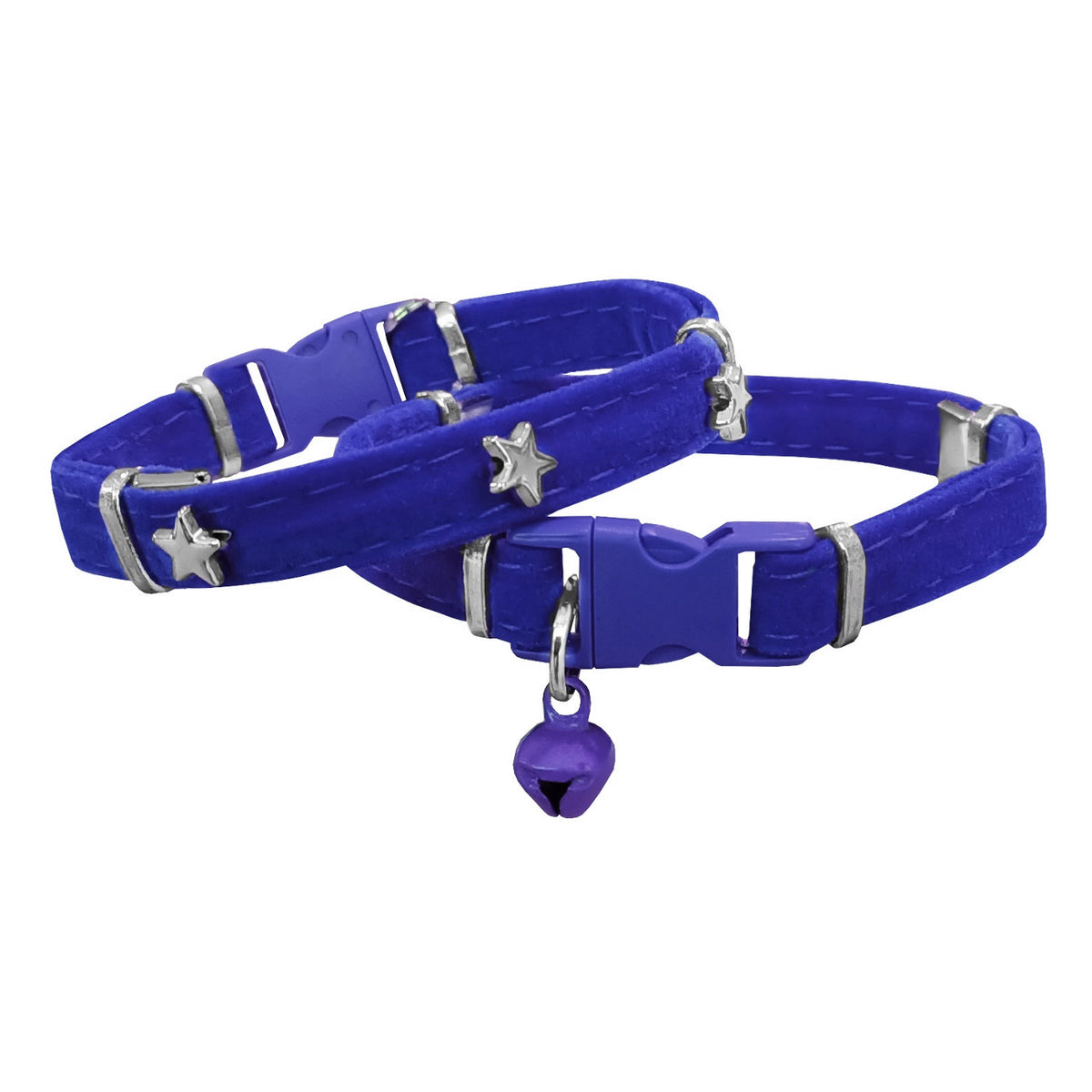 Markapet Kadife Kedi Boyun Tasması Yıldızlı 20-32 cm Mavi - SF-KDFYLDZ-MV