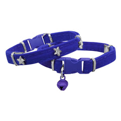 Markapet Kadife Kedi Boyun Tasması Yıldızlı 20-32 cm Mavi - SF-KDFYLDZ-MV