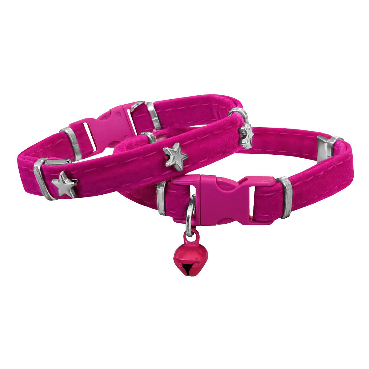 Markapet Kadife Kedi Boyun Tasması Yıldızlı 20-32 cm Pembe - SF-KDFYLDZ-PMB