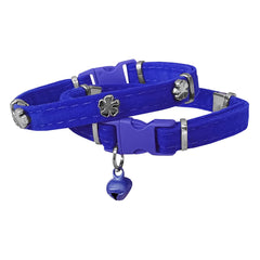 Markapet Kadife Kedi Boyun Tasması Yoncalı 20-32 cm Mavi - SF-KDFYNCL-MV