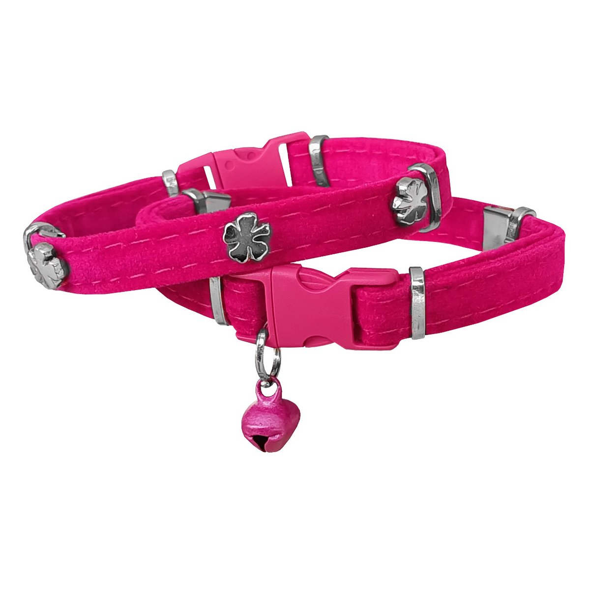 Markapet Kadife Kedi Boyun Tasması Yoncalı 20-32 cm Pembe - SF-KDFYNCL-PMB