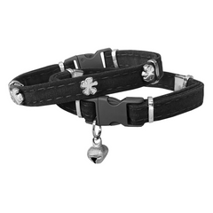 Markapet Kadife Kedi Boyun Tasması Yoncalı 20-32 cm Siyah - SF-KDFYNCL-SYH